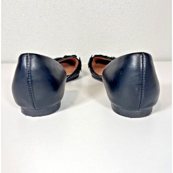 J Jill Elegant Black Leather Flats Dorsay Floral Pointed Toe Paris Chic Size 9 - Picture 5 of 11